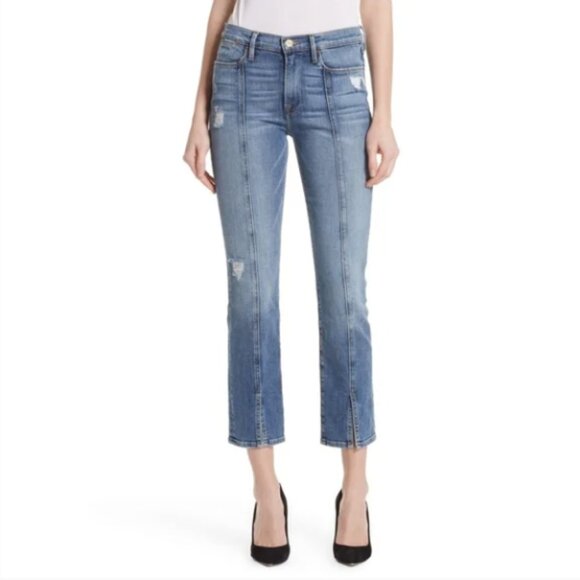 Frame Le High Straight Center Seam Ankle Jeans in Sandpiper - Picture 1 of 9